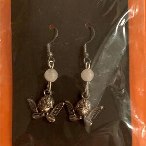 Handcrafted Angel earrings with natural stone